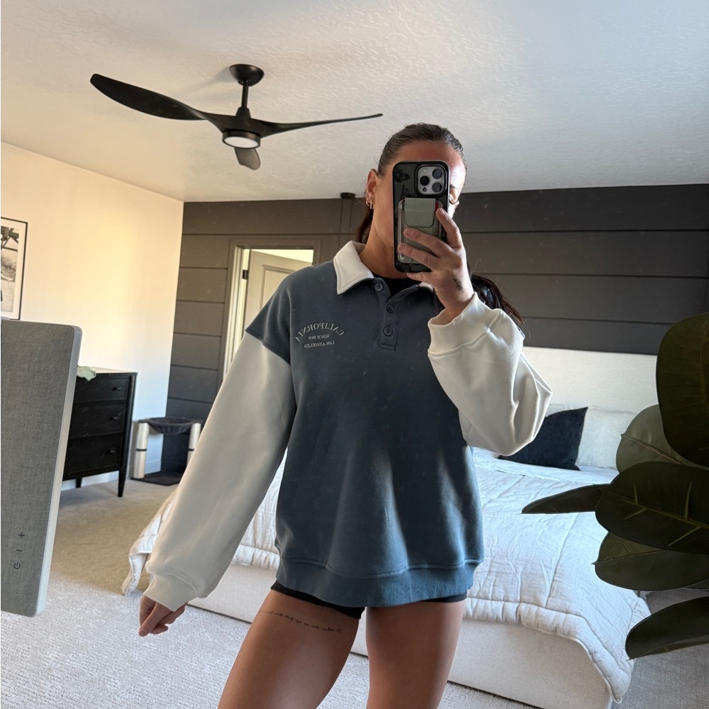 Blue and White Pullover Sweatshirt